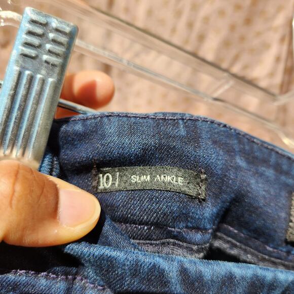 Talbots Womens Blue Curvy Slim Ankle Jeans Dark Wash Denim Stretch Navy Sz 10 - Picture 4 of 6